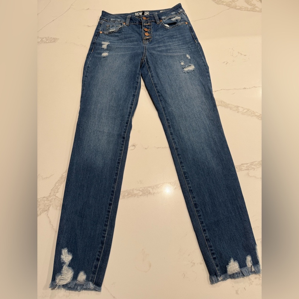 Rewash Blue Straight Leg Jeans with Distressed Details
